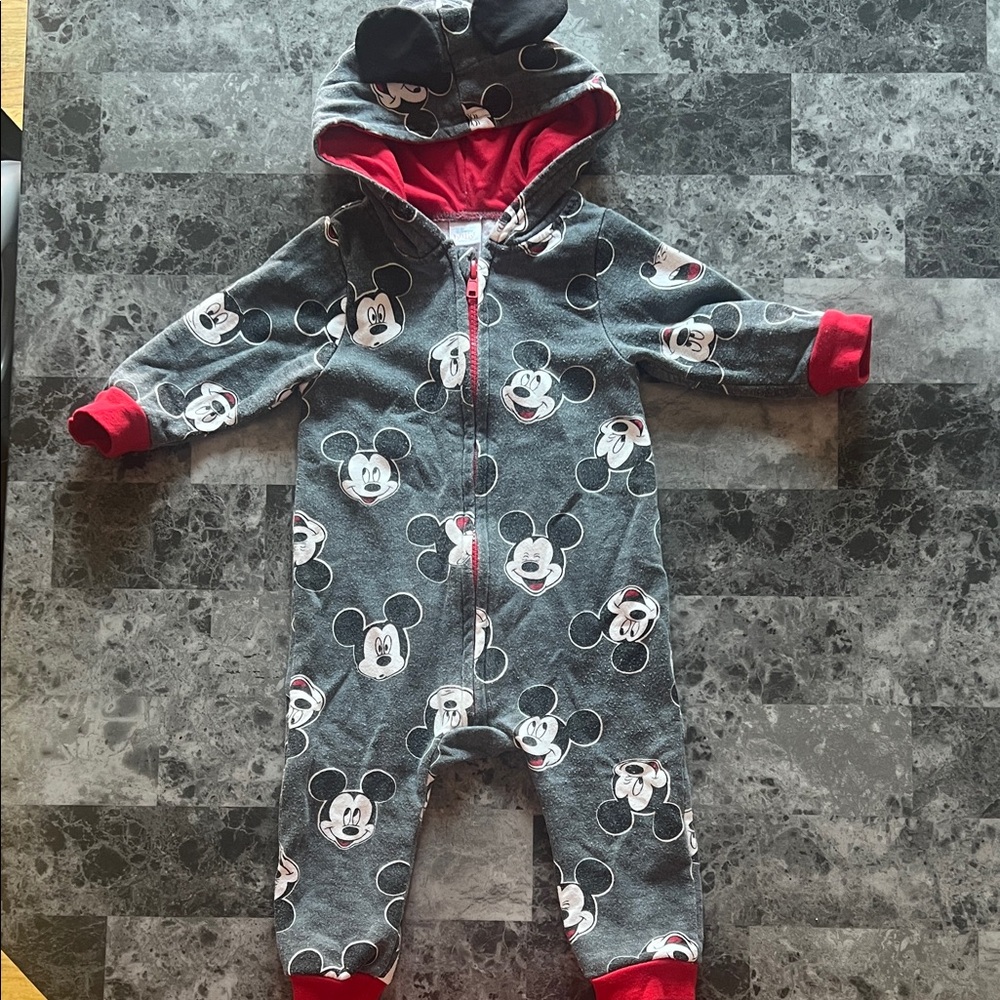 Disney Mickey Mouse Gray and Red Kids Footie